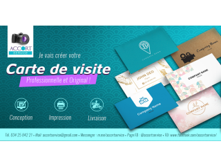 Je vais créer votre carte de visite professionnelle (conception, impression et livraison)